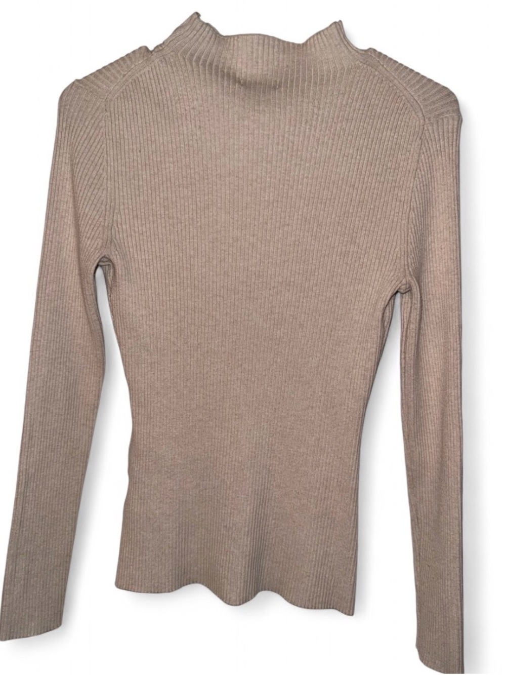 H&M Taupe Ribbed Mock Neck Long Sleeve Sweater Size Small
